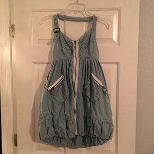 Zipper front denim dress